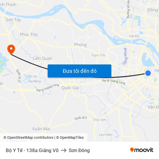 Bộ Y Tế - 138a Giảng Võ to Sơn Đông map