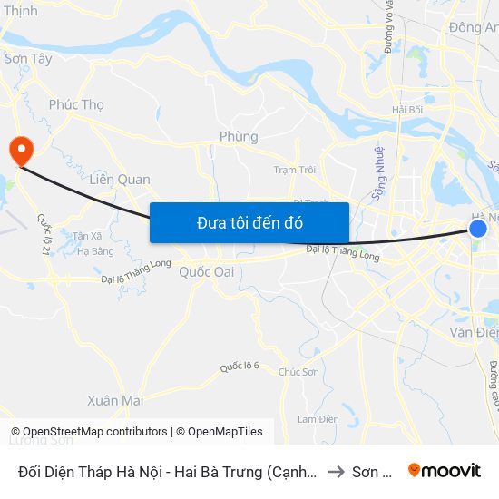 Đối Diện Tháp Hà Nội - Hai Bà Trưng (Cạnh 56 Hai Bà Trưng) to Sơn Đông map