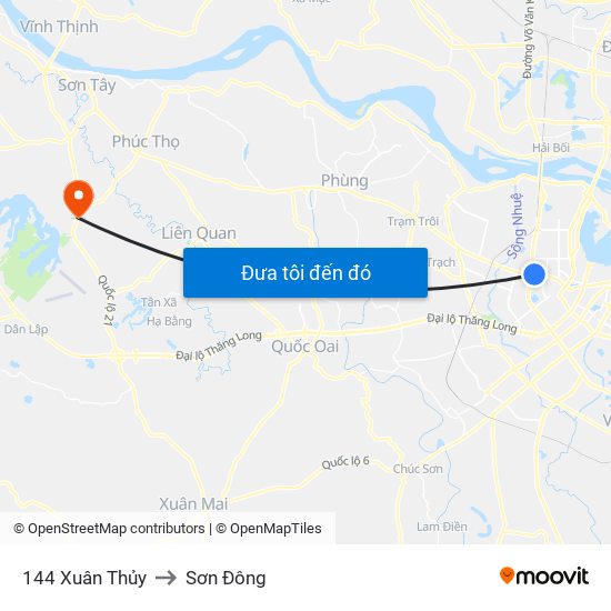 144 Xuân Thủy to Sơn Đông map