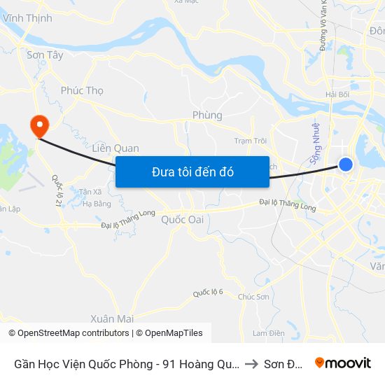 Gần Học Viện Quốc Phòng - 91 Hoàng Quốc Việt to Sơn Đông map
