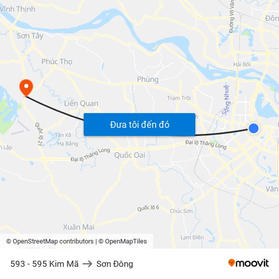 593 - 595 Kim Mã to Sơn Đông map