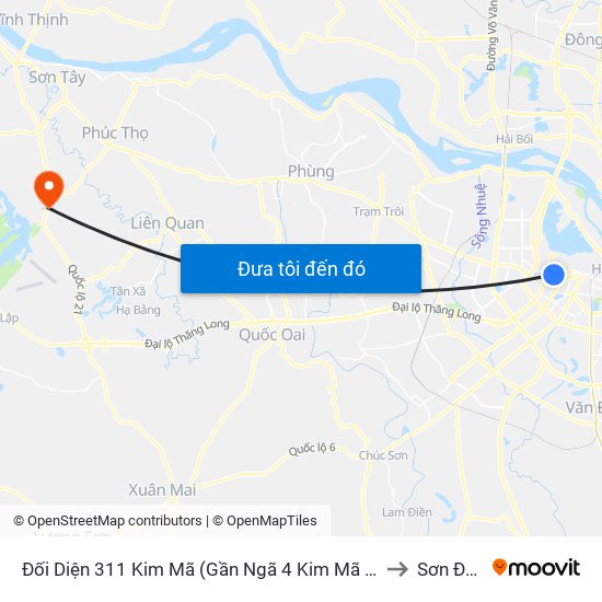 Đối Diện 311 Kim Mã (Gần Ngã 4 Kim Mã - Vạn Bảo) to Sơn Đông map