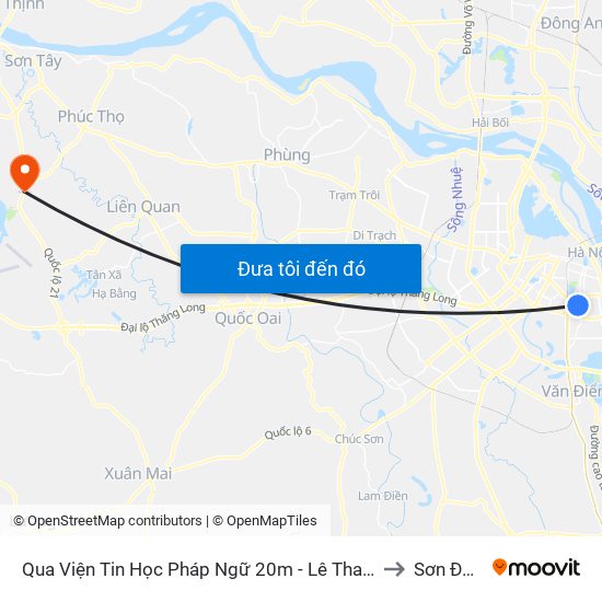 Qua Viện Tin Học Pháp Ngữ 20m - Lê Thanh Nghị to Sơn Đông map