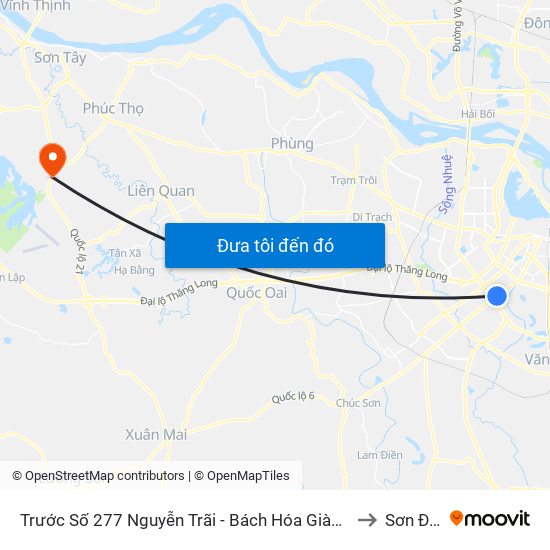 Trước Số 277 Nguyễn Trãi - Bách Hóa Giày Thượng Đình to Sơn Đông map