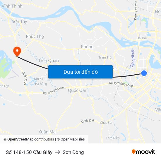 Số 148-150 Cầu Giấy to Sơn Đông map