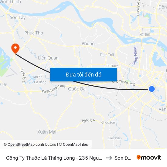 Công Ty Thuốc Lá Thăng Long - 235 Nguyễn Trãi to Sơn Đông map