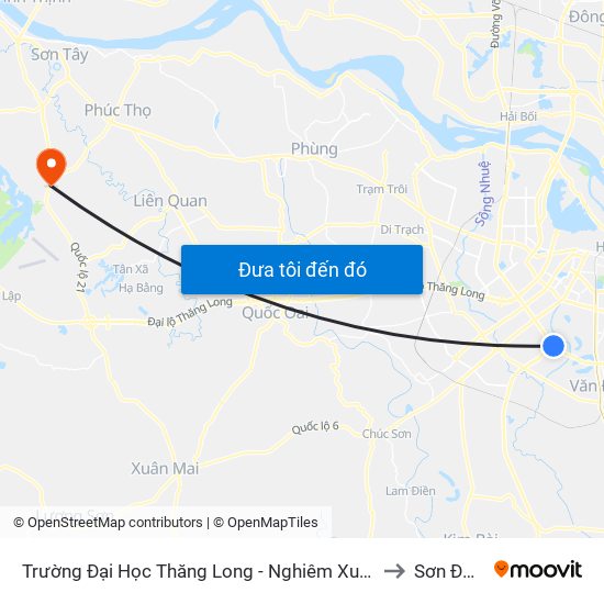 Trường Đại Học Thăng Long - Nghiêm Xuân Yêm to Sơn Đông map