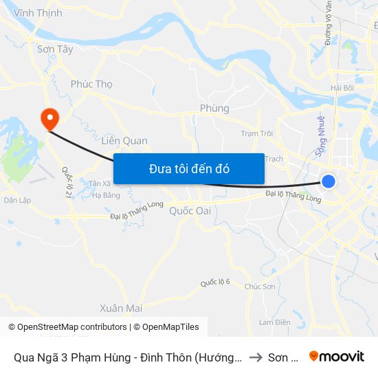 Qua Ngã 3 Phạm Hùng - Đình Thôn (Hướng Đi Phạm Văn Đồng) to Sơn Đông map