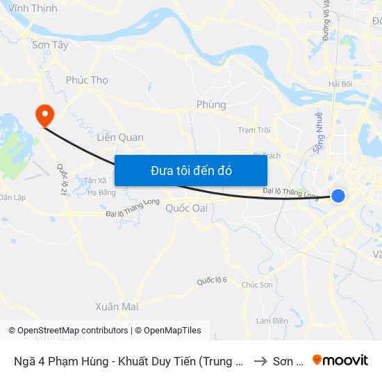 Ngã 4 Phạm Hùng - Khuất Duy Tiến (Trung Tâm Hội Nghị Quốc Gia) to Sơn Đông map