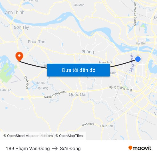 189 Phạm Văn Đồng to Sơn Đông map