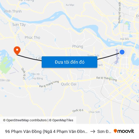 96 Phạm Văn Đồng (Ngã 4 Phạm Văn Đồng - Xuân Đỉnh) to Sơn Đông map