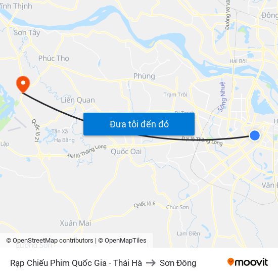 Rạp Chiếu Phim Quốc Gia - Thái Hà to Sơn Đông map