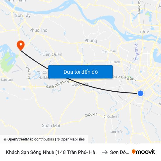 Khách Sạn Sông Nhuệ (148 Trần Phú- Hà Đông) to Sơn Đông map