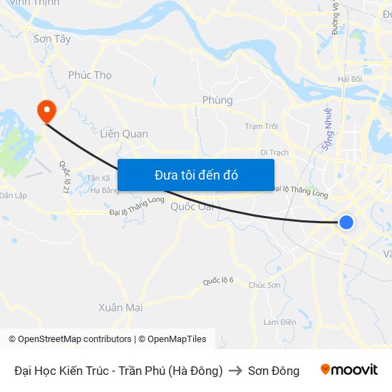 Đại Học Kiến Trúc - Trần Phú (Hà Đông) to Sơn Đông map