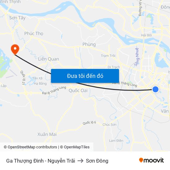 Ga Thượng Đình - Nguyễn Trãi to Sơn Đông map