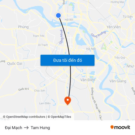 Đại Mạch to Tam Hưng map