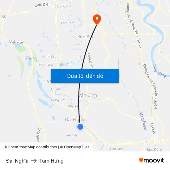 Đại Nghĩa to Tam Hưng map