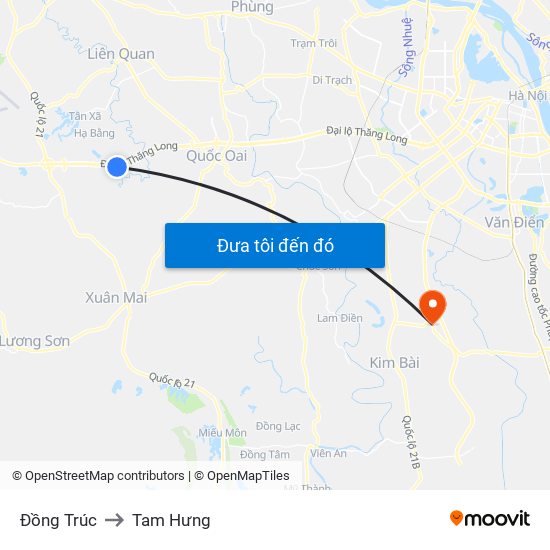 Đồng Trúc to Tam Hưng map