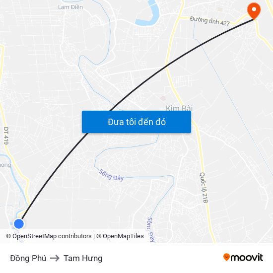 Đồng Phú to Tam Hưng map