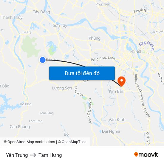 Yên Trung to Tam Hưng map