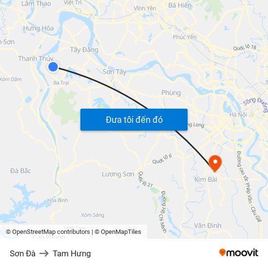 Sơn Đà to Tam Hưng map
