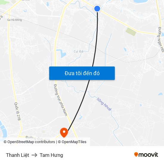 Thanh Liệt to Tam Hưng map