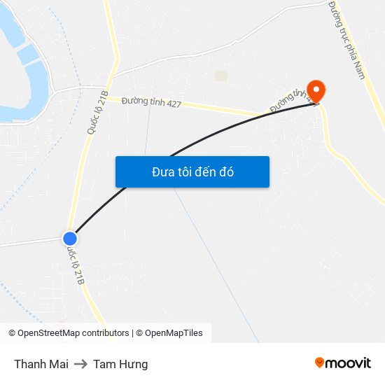 Thanh Mai to Tam Hưng map