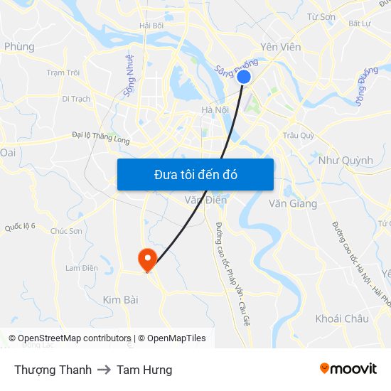 Thượng Thanh to Tam Hưng map