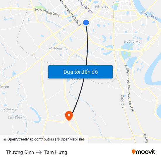 Thượng Đình to Tam Hưng map