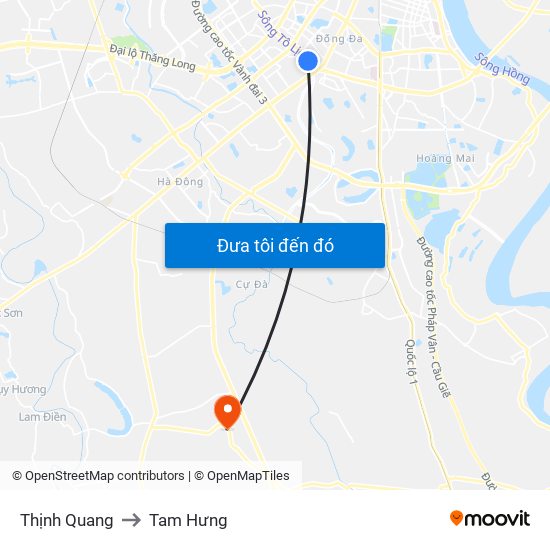 Thịnh Quang to Tam Hưng map