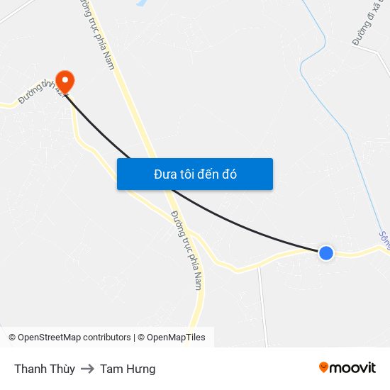 Thanh Thùy to Tam Hưng map