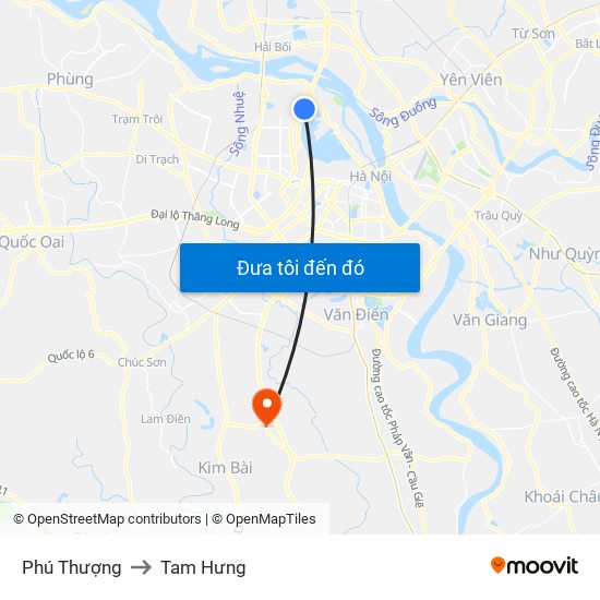 Phú Thượng to Tam Hưng map
