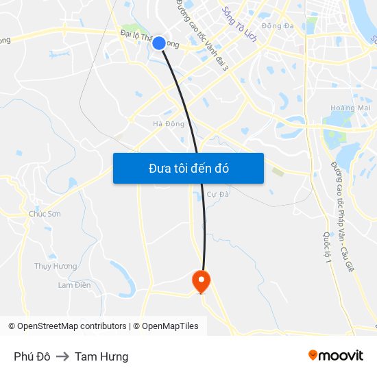 Phú Đô to Tam Hưng map