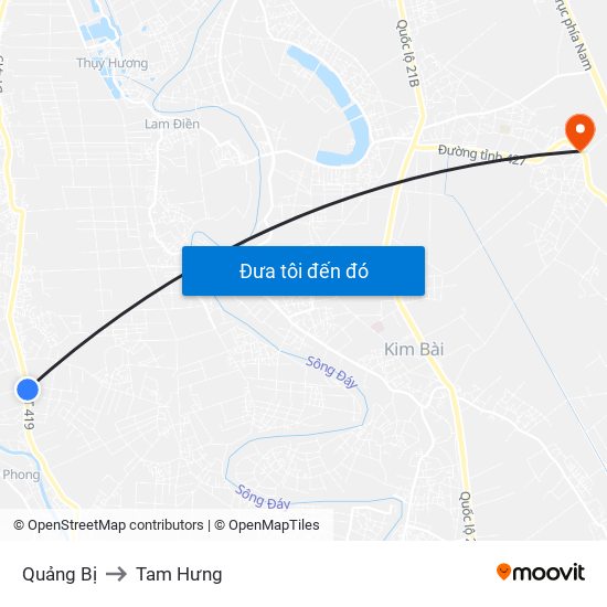 Quảng Bị to Tam Hưng map