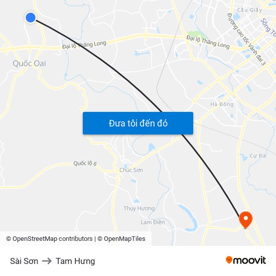 Sài Sơn to Tam Hưng map