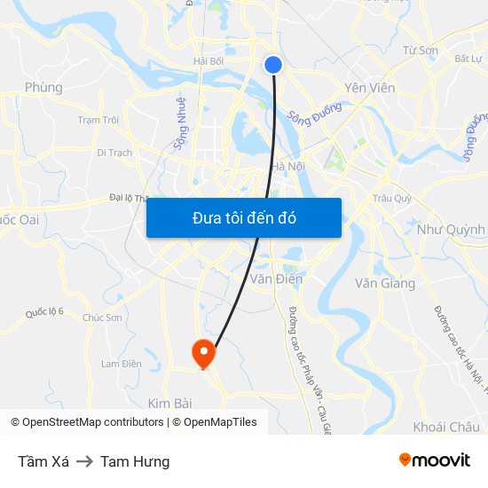 Tầm Xá to Tam Hưng map