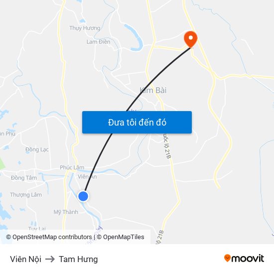 Viên Nội to Tam Hưng map