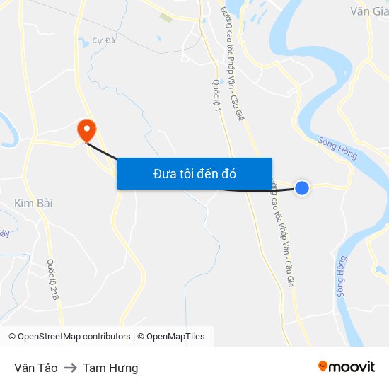 Vân Tảo to Tam Hưng map