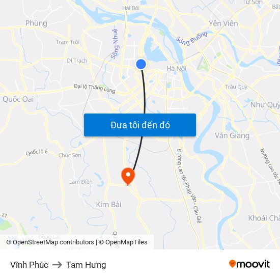 Vĩnh Phúc to Tam Hưng map