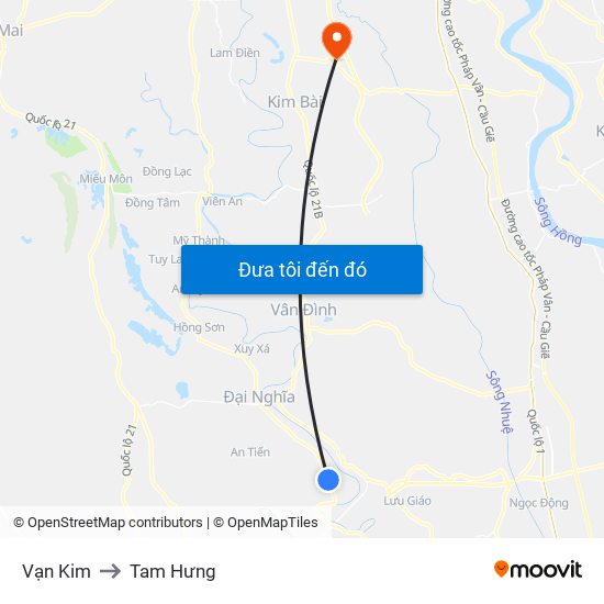 Vạn Kim to Tam Hưng map