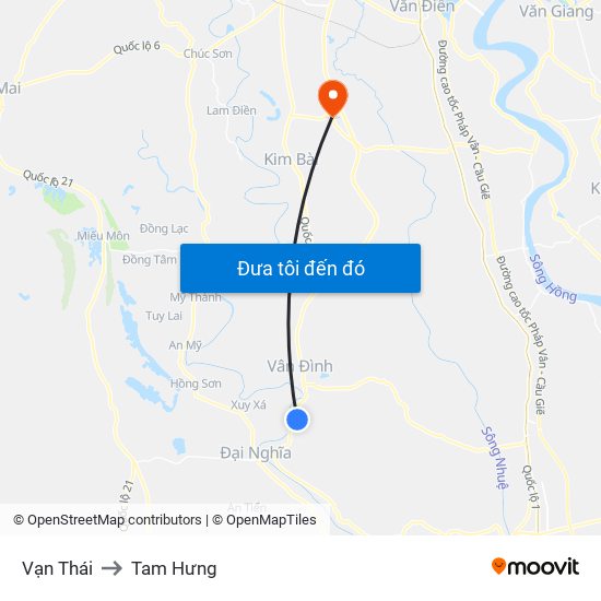 Vạn Thái to Tam Hưng map