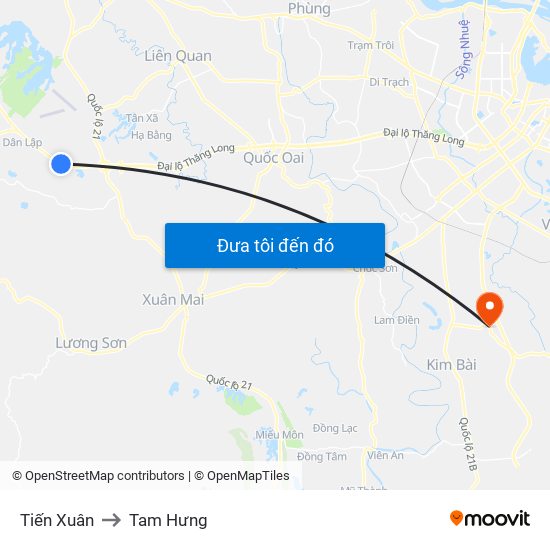 Tiến Xuân to Tam Hưng map