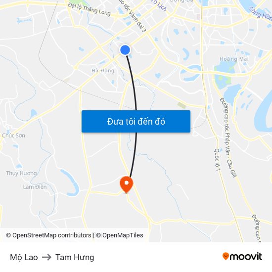 Mộ Lao to Tam Hưng map