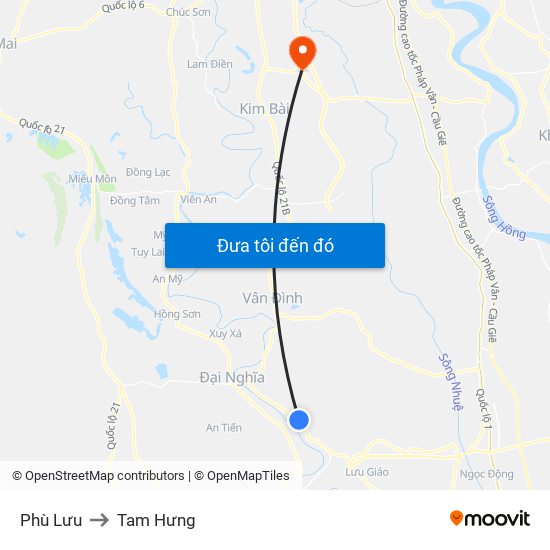 Phù Lưu to Tam Hưng map