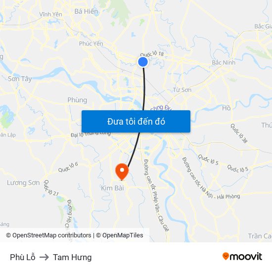 Phù Lỗ to Tam Hưng map