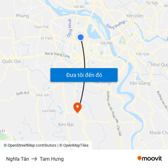 Nghĩa Tân to Tam Hưng map