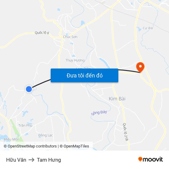 Hữu Văn to Tam Hưng map