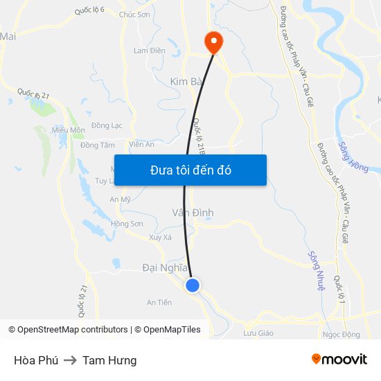 Hòa Phú to Tam Hưng map