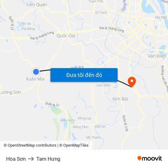 Hòa Sơn to Tam Hưng map