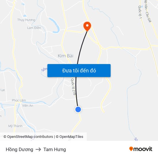 Hồng Dương to Tam Hưng map
